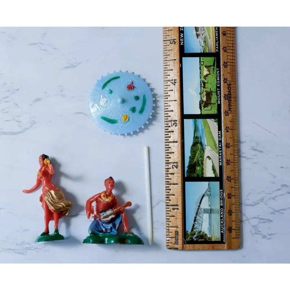 VTG Hula Umbrella Cake Topper Cocktail Pick LOT Retro MCM Pool Hawaii Tiki Party